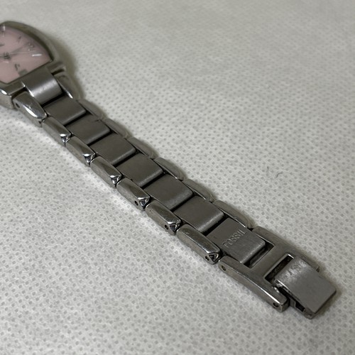 Reloj para mujer Fossil F2 esfera rosa indicador de fecha tono plateado batería nueva 7 pulgadas - Imagen 16 de 20