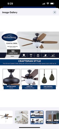Harbor Breeze Coastal Creek 52-in Bronze Toffee/cocoa Blades Ceiling Fan - Picture 6 of 9