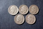 Five Roosevelt Dimes  1946D 47D 50D 51D 52D Good Cond 90% Silver  Lot ROOS  079