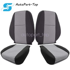 For GMC Sierra 07-14 Driver & Passenger Side Bottom & Top Seat Cover Gray/Black