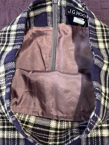 Vintage JG Hook Skirt Womens 12 Purple Pink Plaid Wool Blend Lined Pencil Skirt - Picture 3 of 9