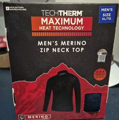 Neues AngebotMountain Warehouse Herren Merino Zip Neck Top Navy XL Max Heat Technology Neu