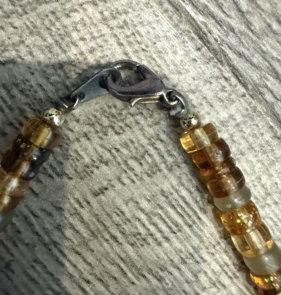 Handmade Beaded  Amber Gold Brown Necklace. - Image 2 of 3