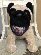 JAAG PLUSH Pug Dog Stuffed Animal Scheels 2019 Bandana Tan Black Wrinkles Tag