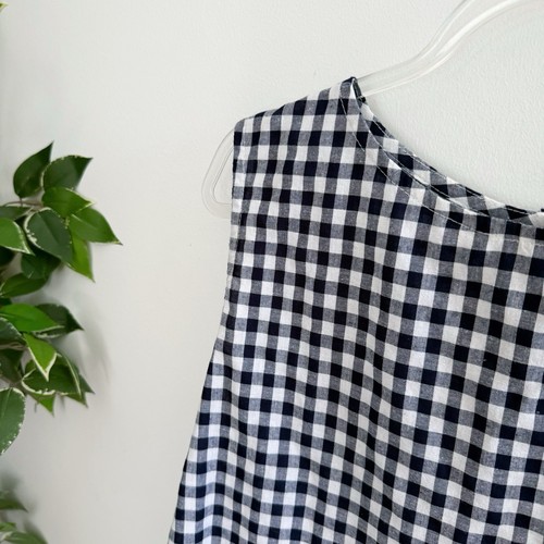 LJC Designs Womens Top Blouse Size M Sleeveless Check Pattern Blue White - Picture 4 of 9