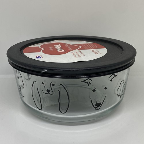 Pyrex MY BEST FRIEND 4 Cup Glass Storage Bowl & Lid Cover PUPPY DOG FACES New! - Picture 2 of 8