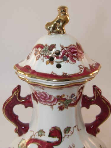 Masons Ironstone Red Mandalay 8 1/2" Oval Potpourri Jar & Lid c1990 Excellent - Picture 2 of 10