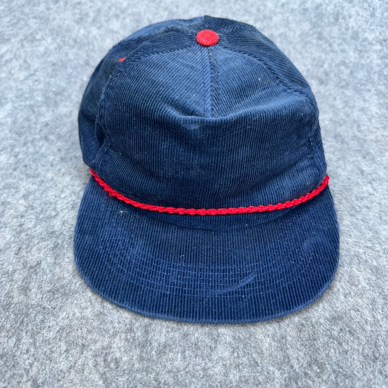 Cherokee Cap Co. Corduroy Men's Adjustable Navy Red Rope Hat