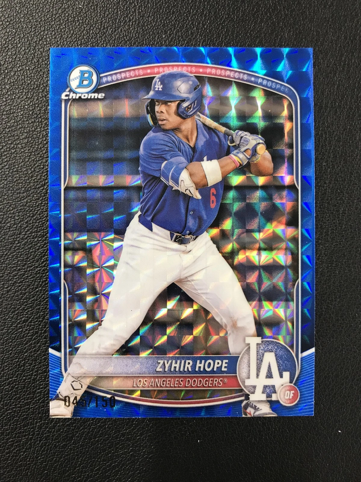 2025 Bowman Chrome Blue Geometric Refractor #BCP-2 Zyhir Hope L.A. Dodgers /150