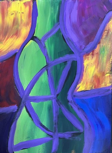 Abstract Guitar Original Acrylic Painting RC Hall 9x12 Contemporary
