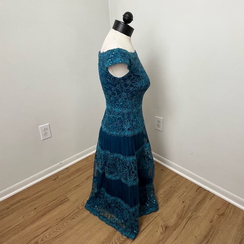 TADASHI SHOJI Atlantikblau Pailletten bestickt Schulterfrei Alya Midikleid 4 - Bild 6 von 14