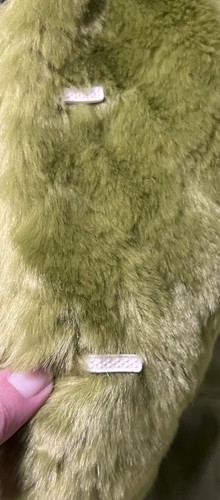 Schöne grüne Kunstfelljacke von Mechant Größe S mit Glitzer und Bindeband für die Taille - Bild 4 von 12