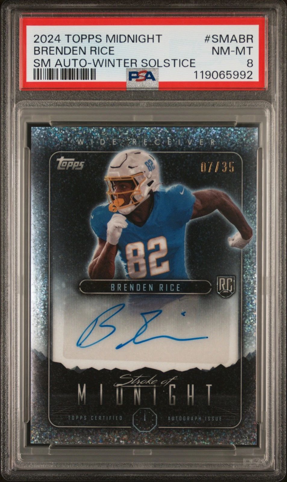 Brenden Rice Topps Midnight Stroke of Midnight Autographs #SMABR Winter Solstice
