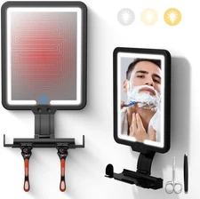 Heated Anti-Fog Shower Shaving Mirror,9.5*8 Inch LED Shower Mirror Fogless for S