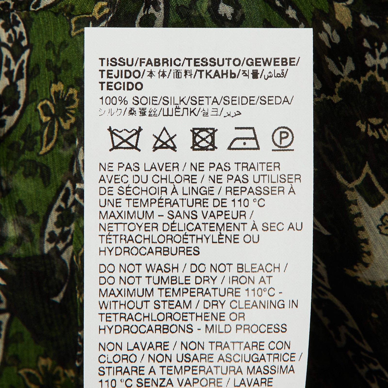 Saint Laurent Paris Green Paisley Print Silk Sheer Maxi Dress M thumbnail 5