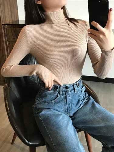 2025 Herbst Winter dicker Pullover Damen Strick Ripppullover Pulli lang - Bild 6 von 40