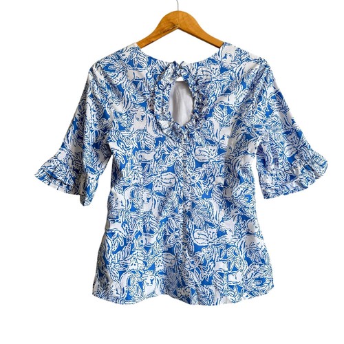 Top Lilly Pulitzer Fiesta blu costiero nuovo con etichetta taglia 4 - Foto 4 di 6