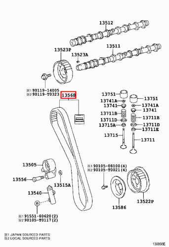 Genuine Hilux KUN36 KUN35 KUN26 KUN25 KUN16 KUN15 KUN10 2KD 1KD Timing Belt - Picture 11 of 19
