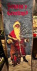 santa Canvas Vinyl wall door  Hangs 69” Vntg.  Non-working Battery Lights