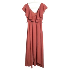 Baltic Born Katya Ruffle Maxi Dress Rosewood Size Small NWT