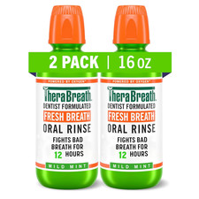 TheraBreath Fresh Breath Mouthwash 16oz 2-Pack Alcohol-Free Mild Mint Dentist