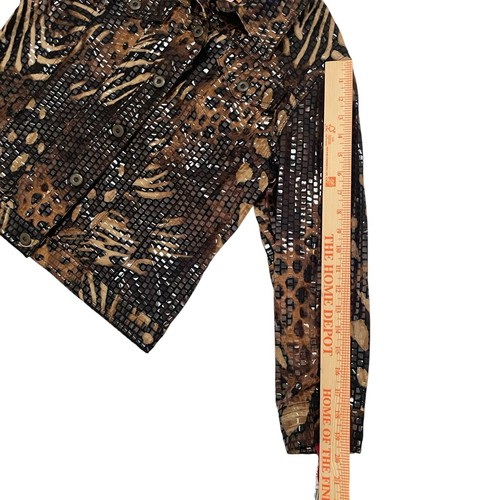 RUBY RD Womens Jacket Size 8 Animal Print Button Up 3/4 Sleeve Shimmer Glam NWT - Picture 10 of 12