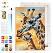 Giraffe Paint by Numbers Kits with Frame for Adults Beginners, DIY Landscape Pai