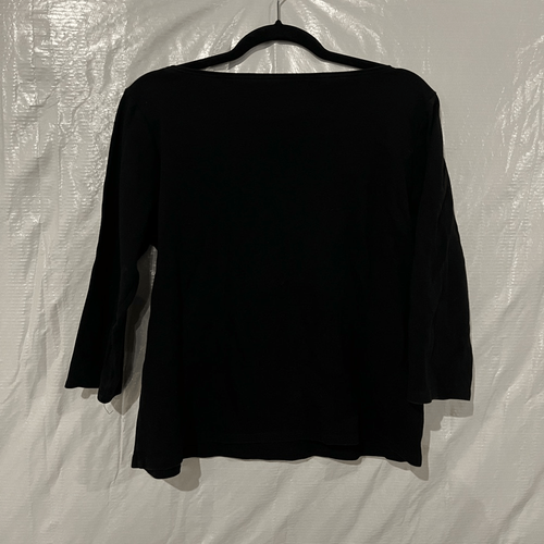 Eileen Fisher Black 3/4 Sleeve Cotton T-Shirt Size Large - Picture 5 of 5