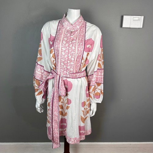 Anthropologie Sue Sartor Dress 1X India Cotton Flounce Shorty Dress NWT pink - Picture 2 of 14