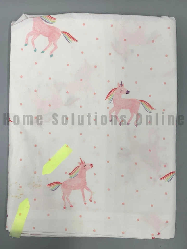 Pottery Barn Kids Organic Unicorn Rainbow Polka Dot Sheet Set Pink Twin J94 READ - Image 3 of 4