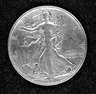 1945 Walking Liberty, silver Half-dollar, circulated, ungraded