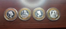 Rare Set Of 4 Luxor Gaming Token Coins .999 Silver 2000 Millennium Edition