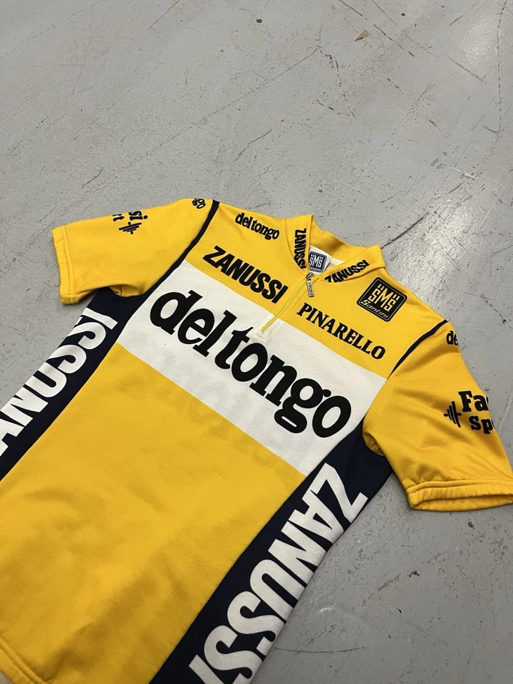 Camiseta deportiva de ciclismo Santini Del Tongo Pinarello de colección MEDIANA hecha en Italia bicicleta velocímetro Foto 2 de 4