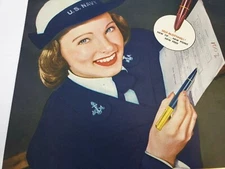  US Navy WAVE Eversharp Pen Co Vtg 1944 Ad Magazine Print Writing Pencil WWII