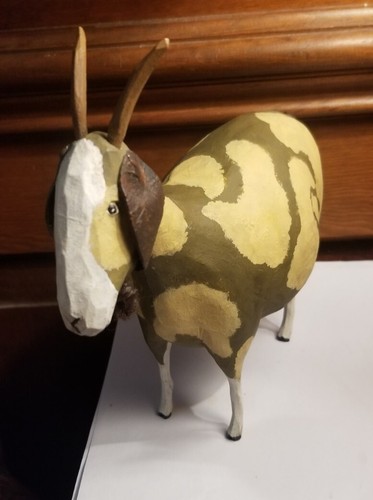 Figura Billy Goat 2005 Larry Koose arte popular tallada a mano madera 9" X 9" aprox. - Imagen 4 de 11