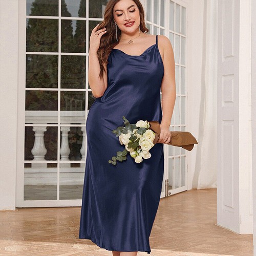 New Sexy Lingerie Long Nightgown Floral Night Dress Sleepwear Satin Outfit Plus - Picture 7 of 22