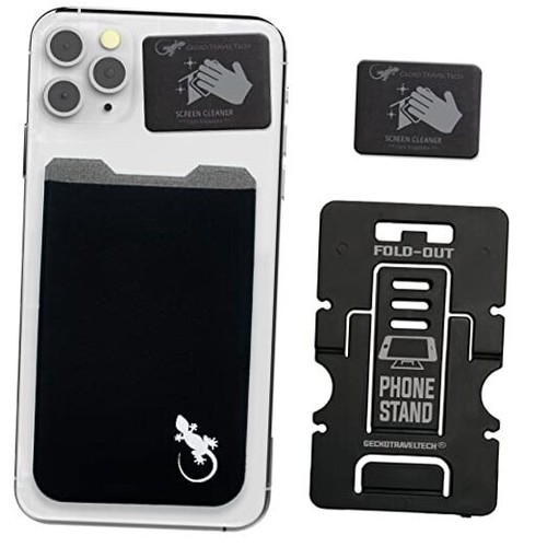 Phone Wallet - Adhesive Card Holder - Cell Phone Pouch - Stick on BLACK WHITE