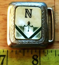 ART DECO ENAMELED MULTI TONE BELT BUCKLE MONO N 38