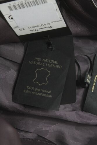 Massimo Dutti 4741 Natural Piel Chaqueta Mujer XS Banda Cuello Oscuro Púrpura - Imagen 7 de 12