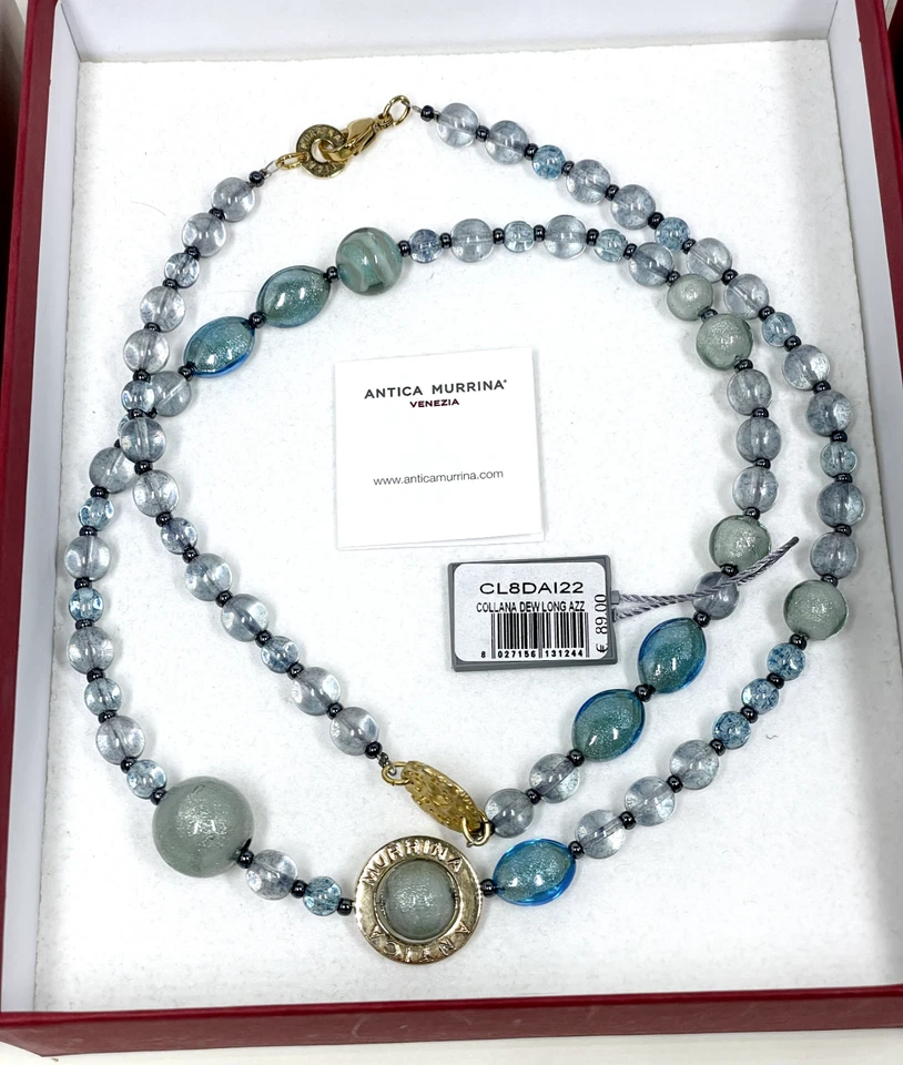 Juego de collar y pulsera de cristal de Murano Antica Murrina Venezia - oro azul Foto 2 de 3