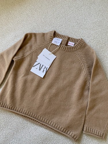 Nuevo Zara Baby 100% Cachemira Topo Marrón Camello Bronceado Pulóver Suéter Top 9-12M - Imagen 3 de 8