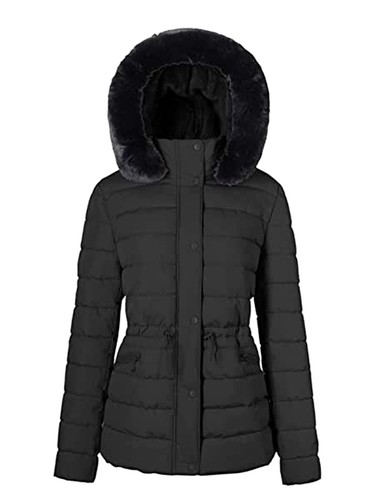 Women's Fleece Lined Winter Coat Warm Removable Hooded Puffer Jacket Thick Parka - Picture 2 of 24