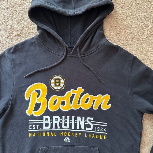 Boston Bruins Sweatshirt Mens Medium Hoodie Majestic Hockey Black Pullover - Picture 4 of 10