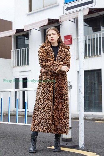 Womens Faux Fur Leopard Long Suit Collar Coat Winter Warm Jacket Parka HOT M-5XL - Bild 8 von 24