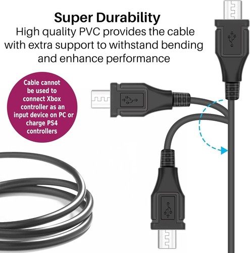 4m Plug & Play Micro USB Charger Lead Cable FITS Xbox One Controller GamePad - Picture 4 of 5
