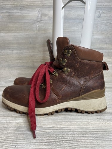 Bionica Damen Dalton rot Schnürschuhe braun Leder wasserdicht Wanderschuhe Größe 9M