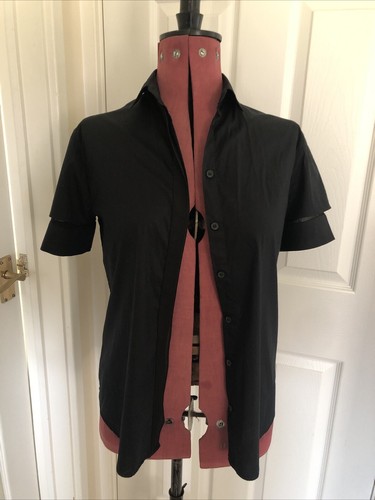 Ladies All Saints Black Shirt Pretty Sleeves 8