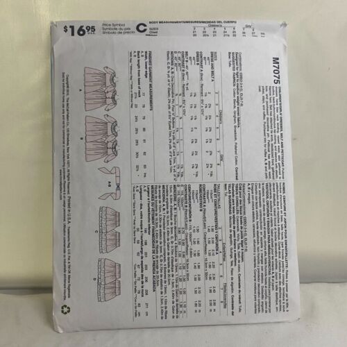 #M7075 McCalls Girls Dresses Belt and Petticoat Sewing Pattern - Picture 2 of 4