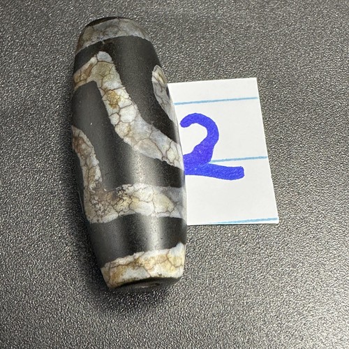 Vintage Indo Tibetan 2 Eyes rare Patterns Dzi agate Amulet Bead - Picture 8 of 9