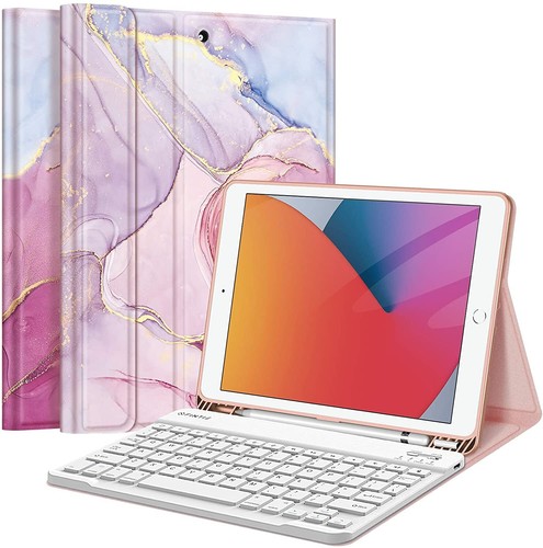 Funda Teclado para iPad 9ª Generación 2021 Suave TPU Soporte Trasero Cubierta con Soporte para Lápices - Imagen 28 de 34